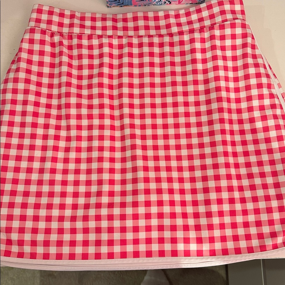 J Crew Pink and White Checkered Skirt